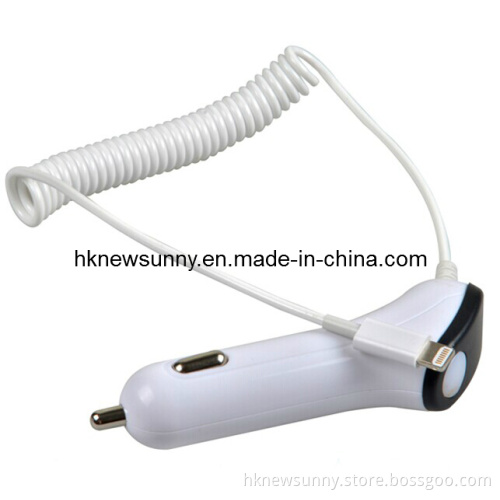 White Car Charger for iPhone 5